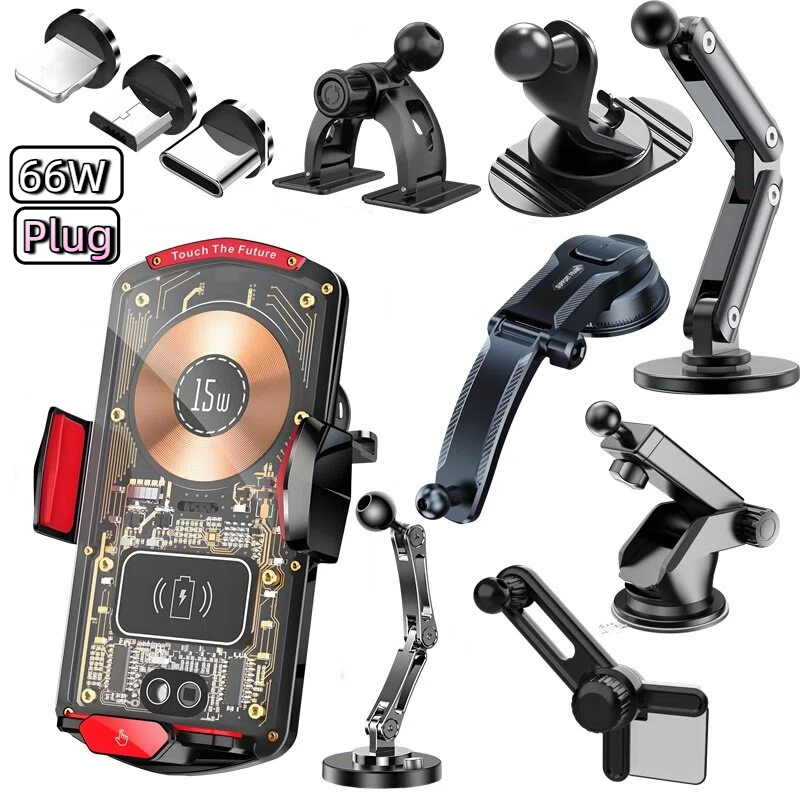 Smartwatch Universal - ที่ชาร์จไร้สายในรถยนต์อเนกประสงค์ 15W พร้อมเซ็นเซอร์ตรวจจับแสงโดยรอบ หมุนได้ 360 องศา