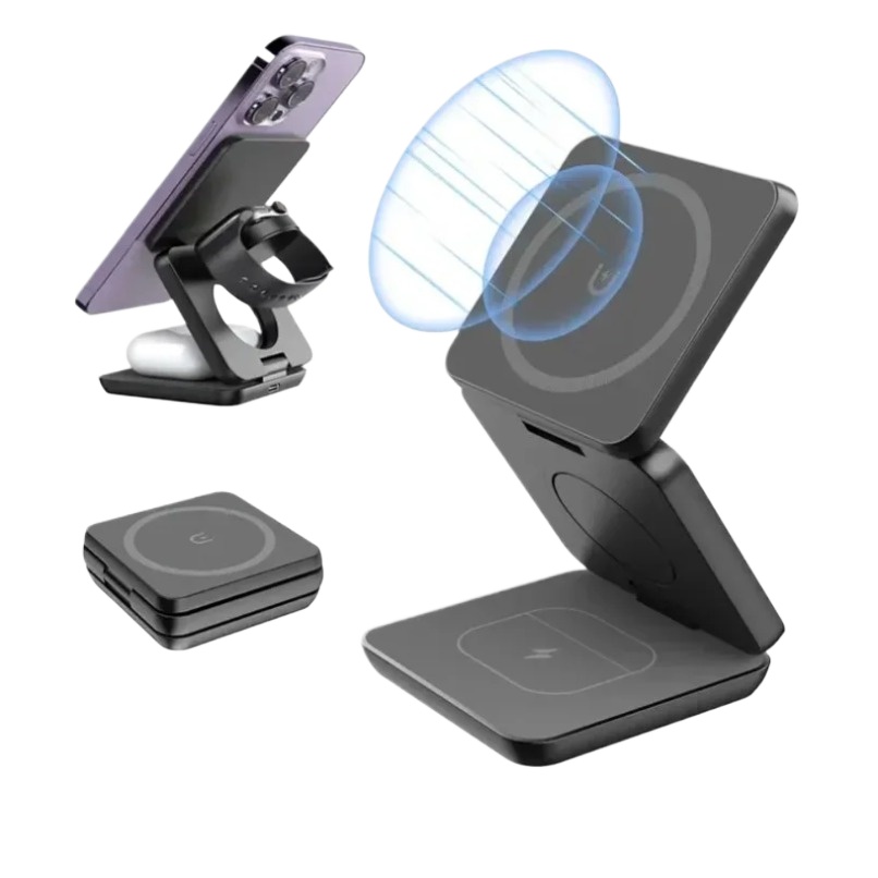 Wireless Charger Watch - แท่นชาร์จไร้สายแม่เหล็กแบบพับได้ 3 in 1 สำหรับ MagSafe