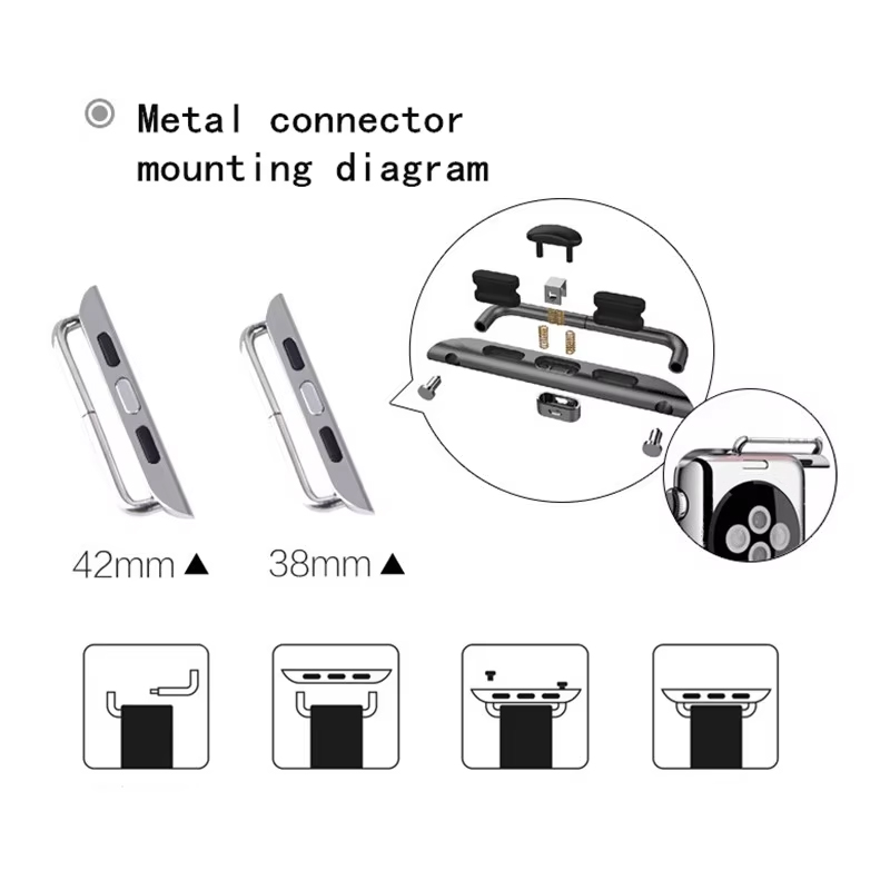 2pcs สแตนเลสสตีลอะแดปเตอร์สําห - Watch Band Connector บทวิจารณ์และราคา