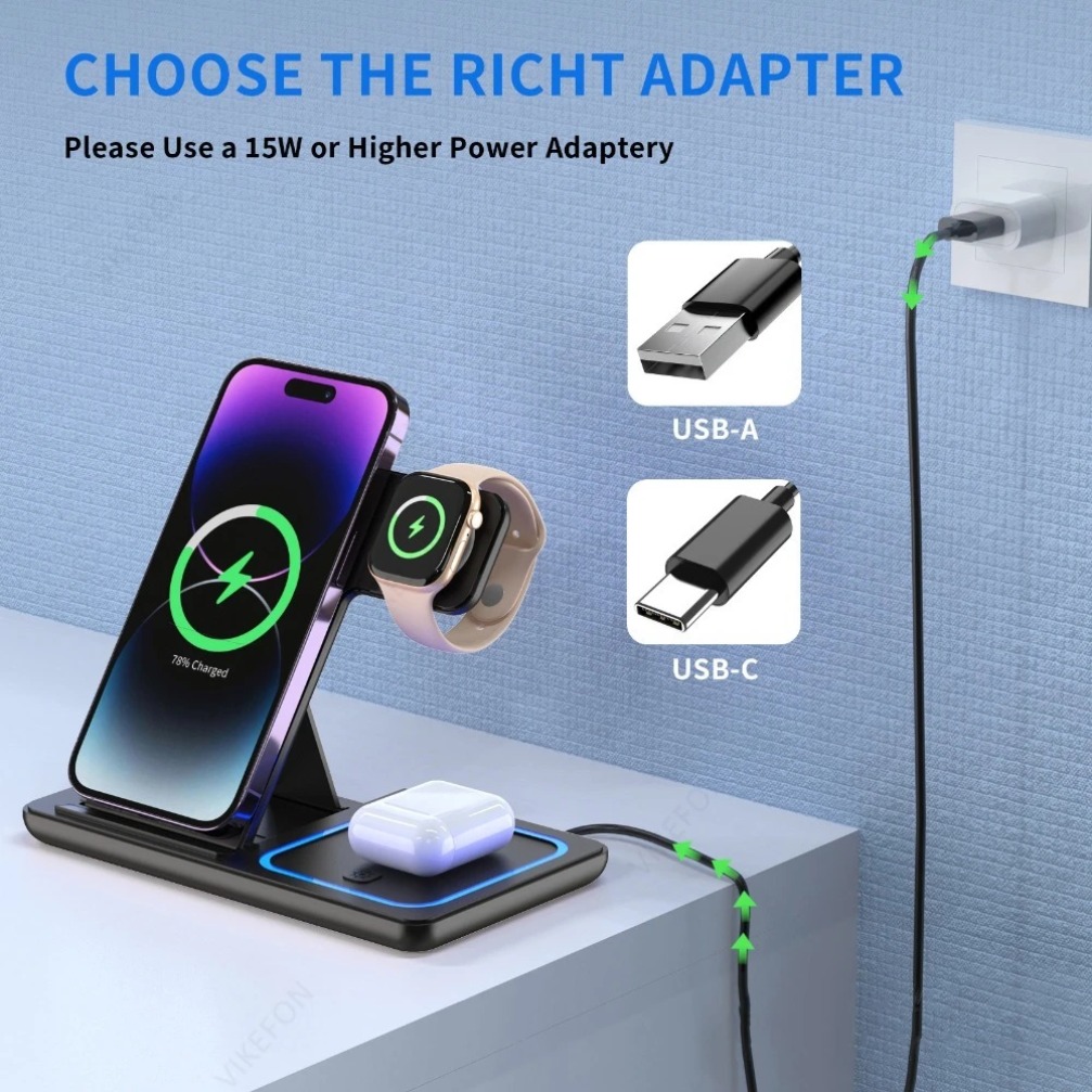 แท่นชาร์จไร้สายแบบพับได้ 3 in  - Watch Charging Dock บทวิจารณ์และราคา